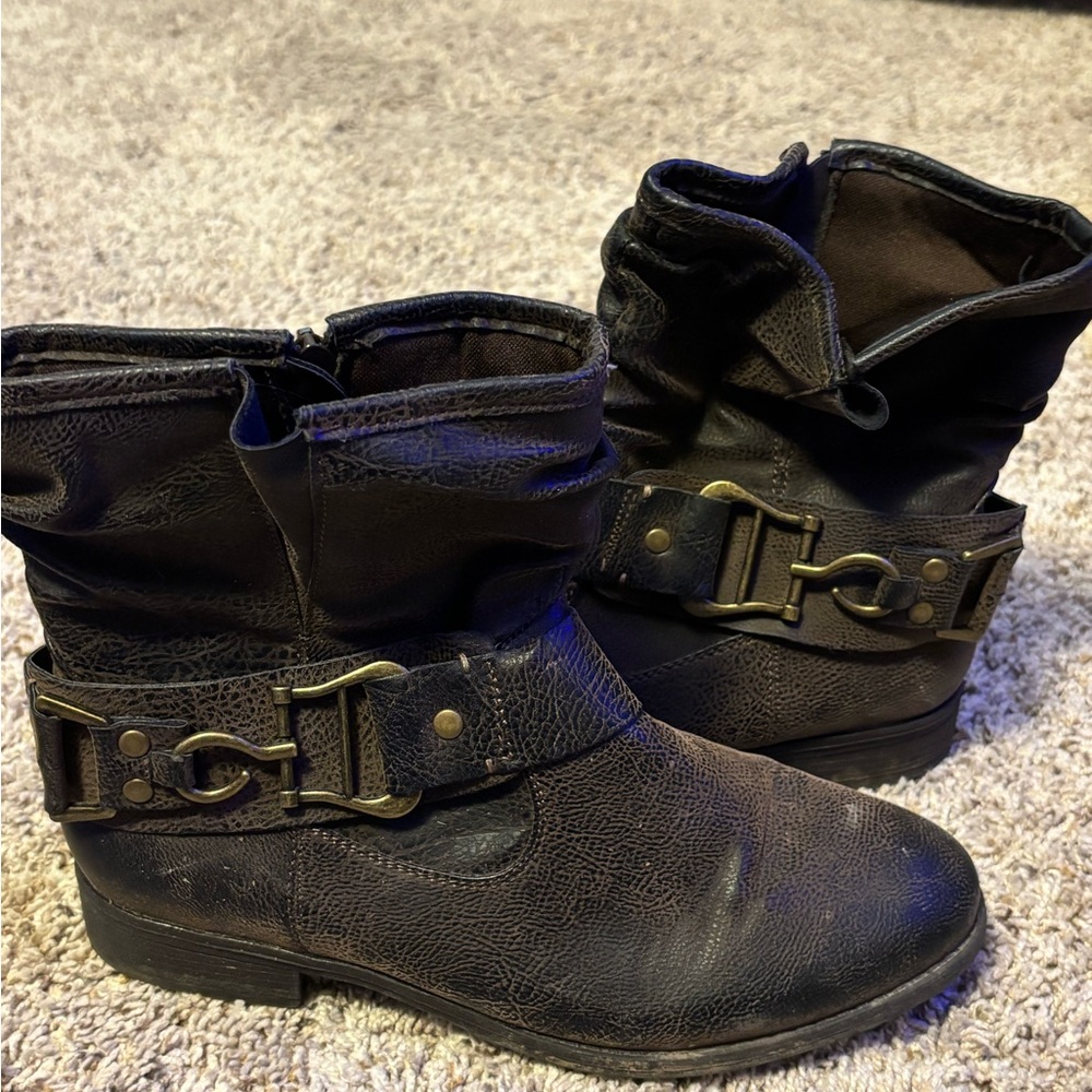 Kids Black Mid-Calf Buckle Boots - Classic Casual Style